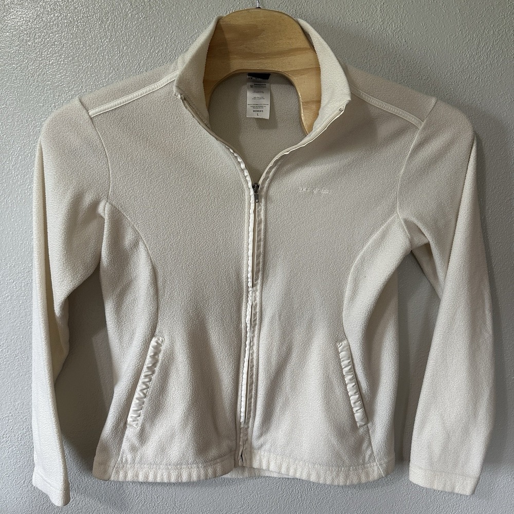 Vintage PATAGONIA Women's Large Full Zip Fleece Jacket Made In‎ USA Ivory Cream